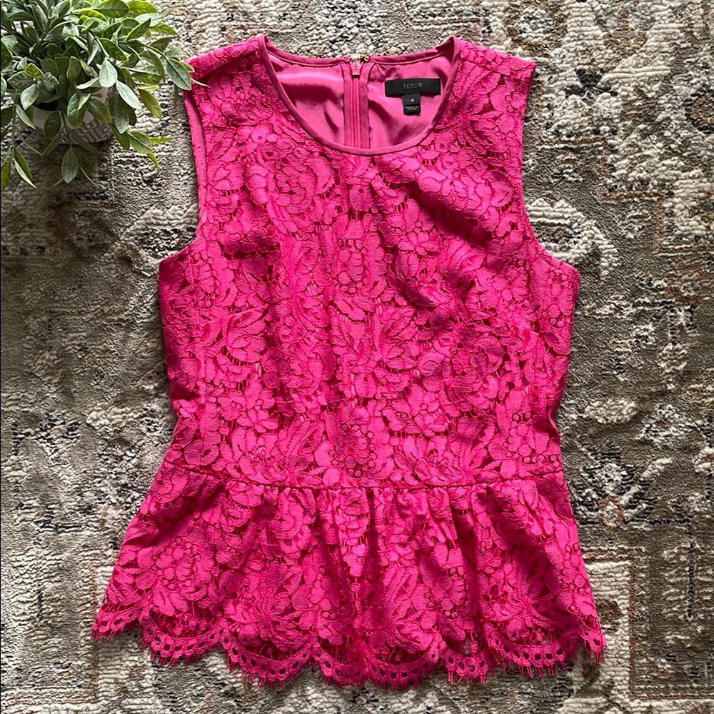 J. Crew Pink Lace Sleeveless Top